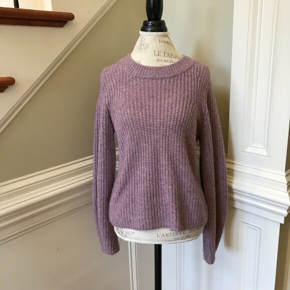 Intermix Chunky Knit Crew Neck Sweater Jumper Womens Small Purple Wool Cashmere - Picture 2 of 10